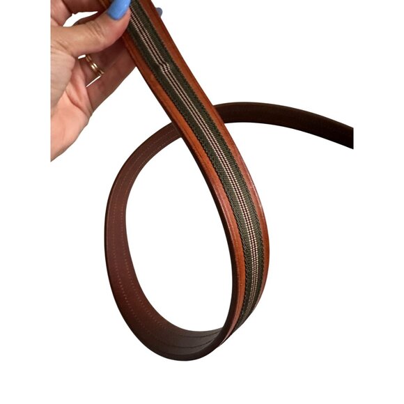 COACH Men's Vintage Tan Green Striped Belt Size 40 - Picture 7 of 8